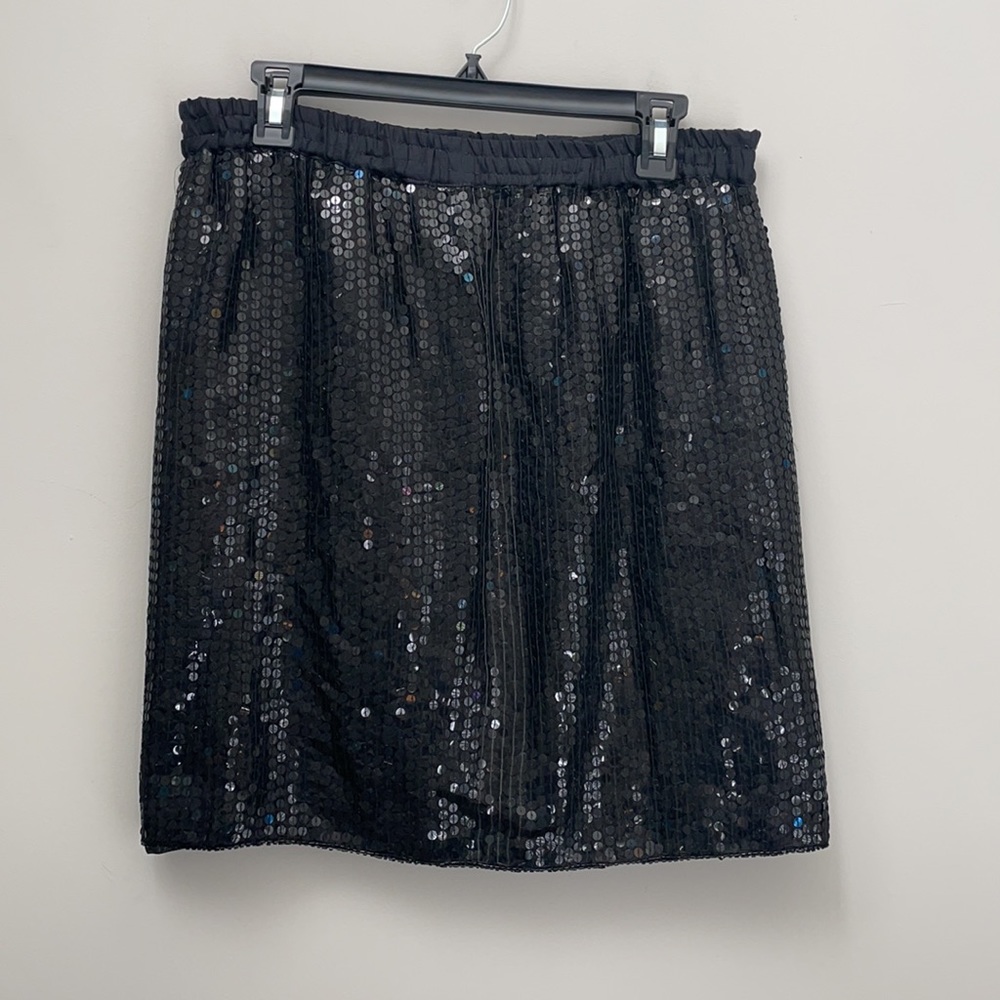 Women's Black Silk Sequins Skirt